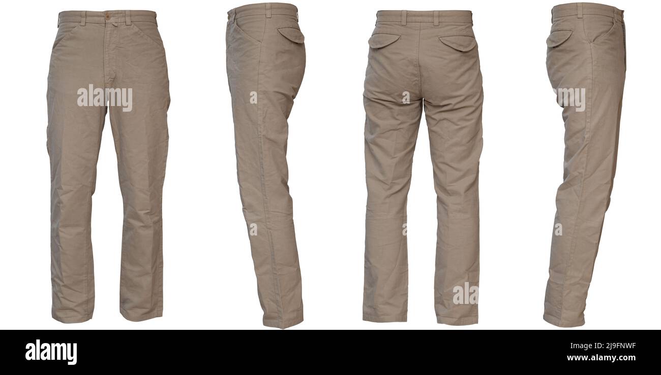 Slim silhouette chinos cutout, front, back, left and right Stock Photo