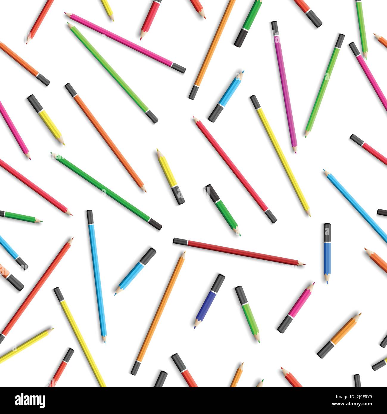 Light Pencil Patterns Education seamless pattern with colorful pencils in realistic style on ...