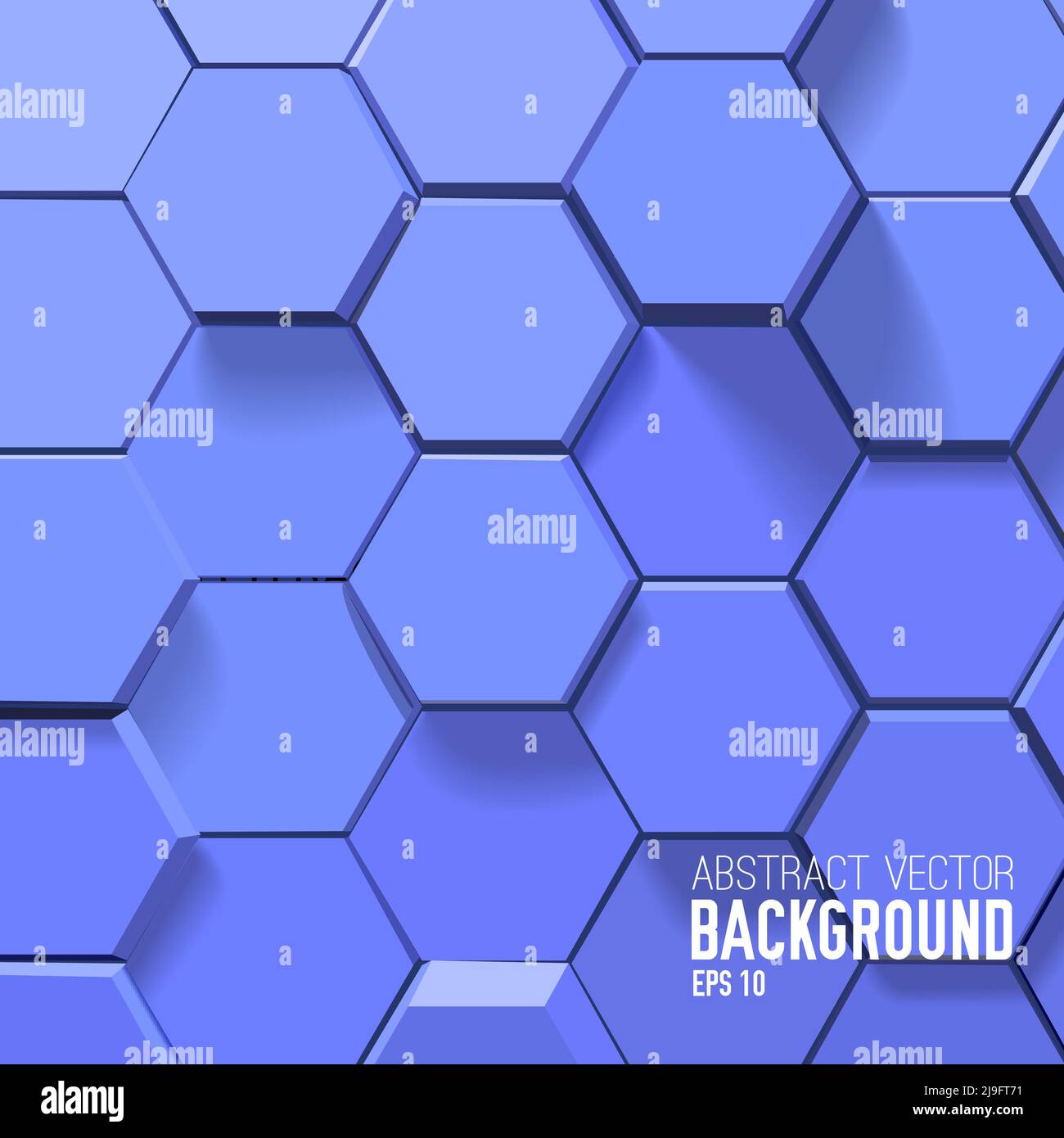 Abstract blue background with geometric 3d hexagons in shape of ...