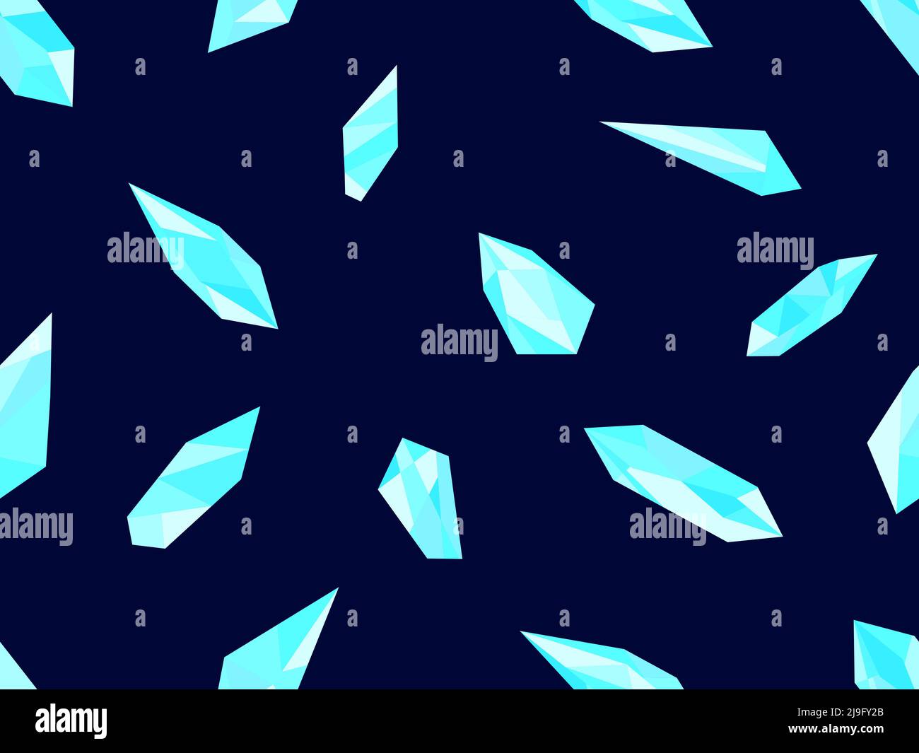 Blue crystals seamless pattern. Diamonds and brilliants. Raw minerals. Gems and jewelry gemstones design for advertising products, wraps and banners. Stock Vector
