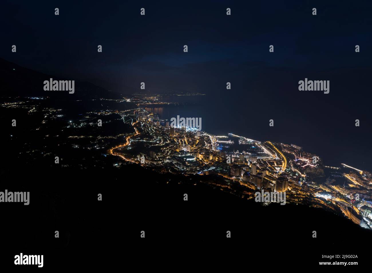 Monte Carlo Monaco, panorama of the city skyline at night Stock Photo