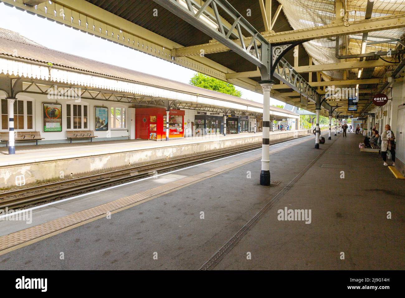 Platform 2, Winchester train station, Hampshire, England, United Kingdom. Stock Photo