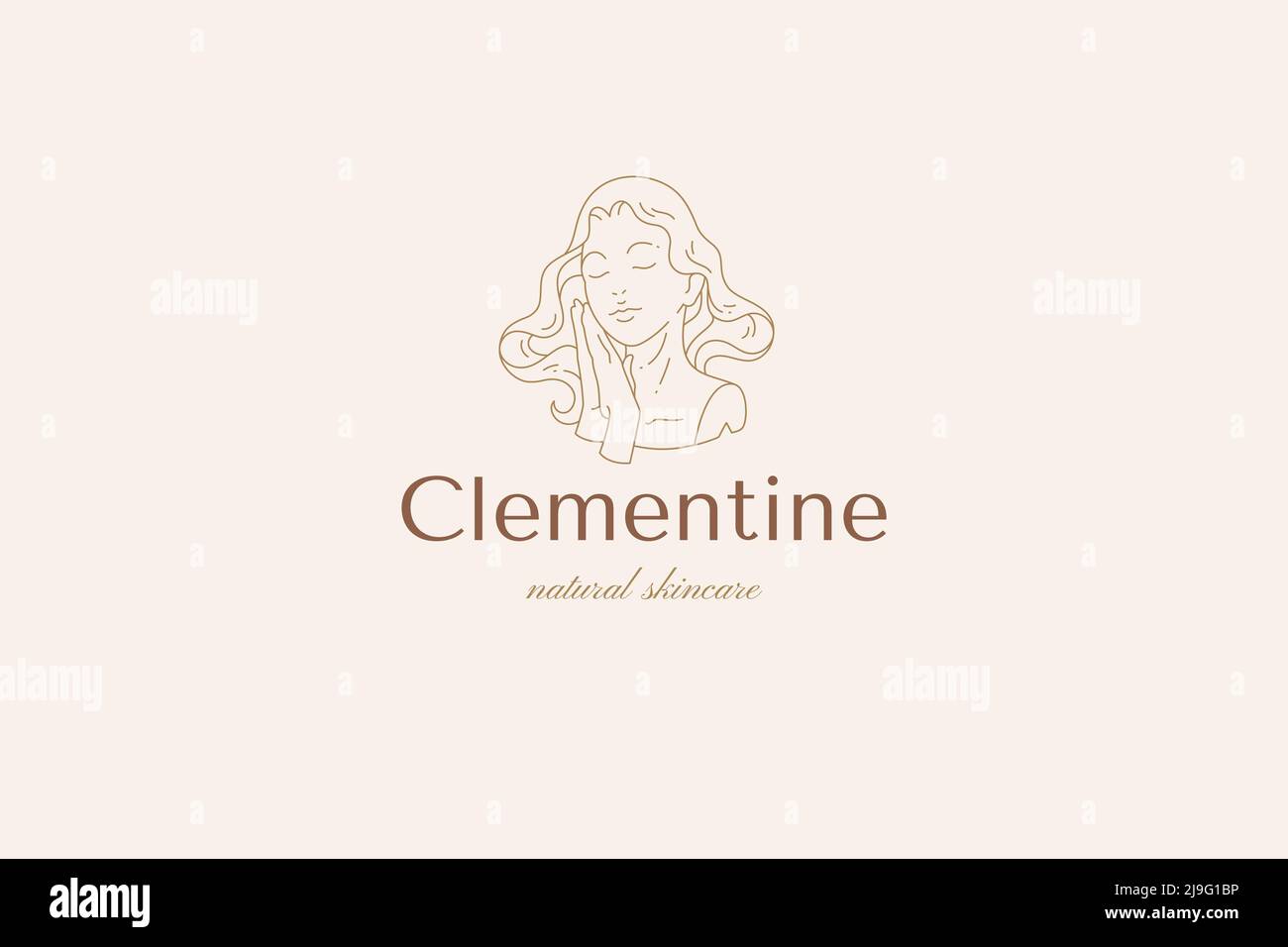 Elegant female medieval bust curly hairstyle monochrome decorative design line logo vector illustration. Romantic woman antique monument natural beaut Stock Vector