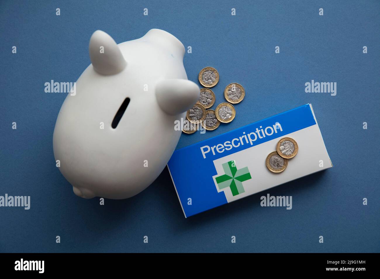 OXFORD, UK May 2022 NHS medical prescription packaging with money