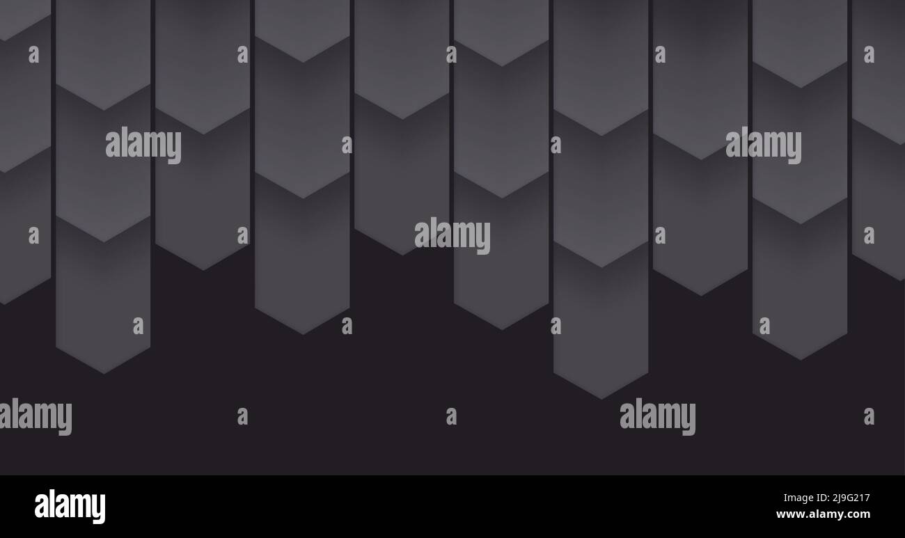 Abstract black background with triangle ended stripes from the top creating texture Stock Vector
