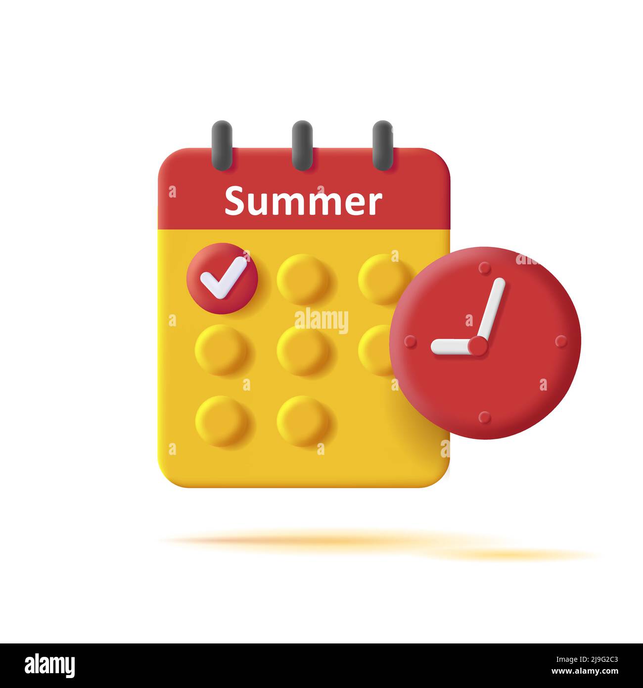 3d icon of calendar with clock, travel summer season Stock Vector