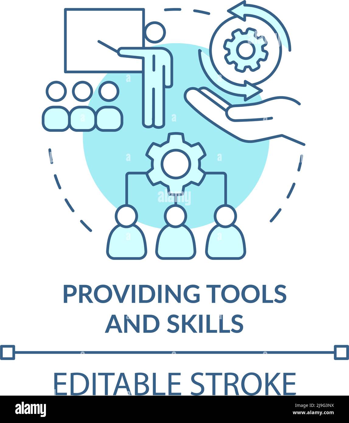 Providing tools and skills turquoise concept icon Stock Vector