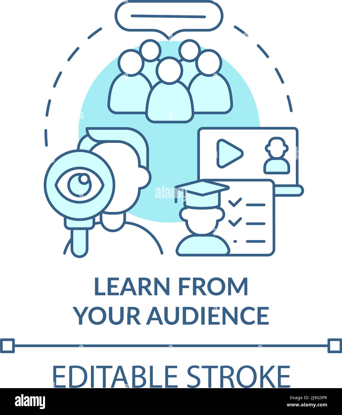 Learn from your audience turquoise concept icon Stock Vector
