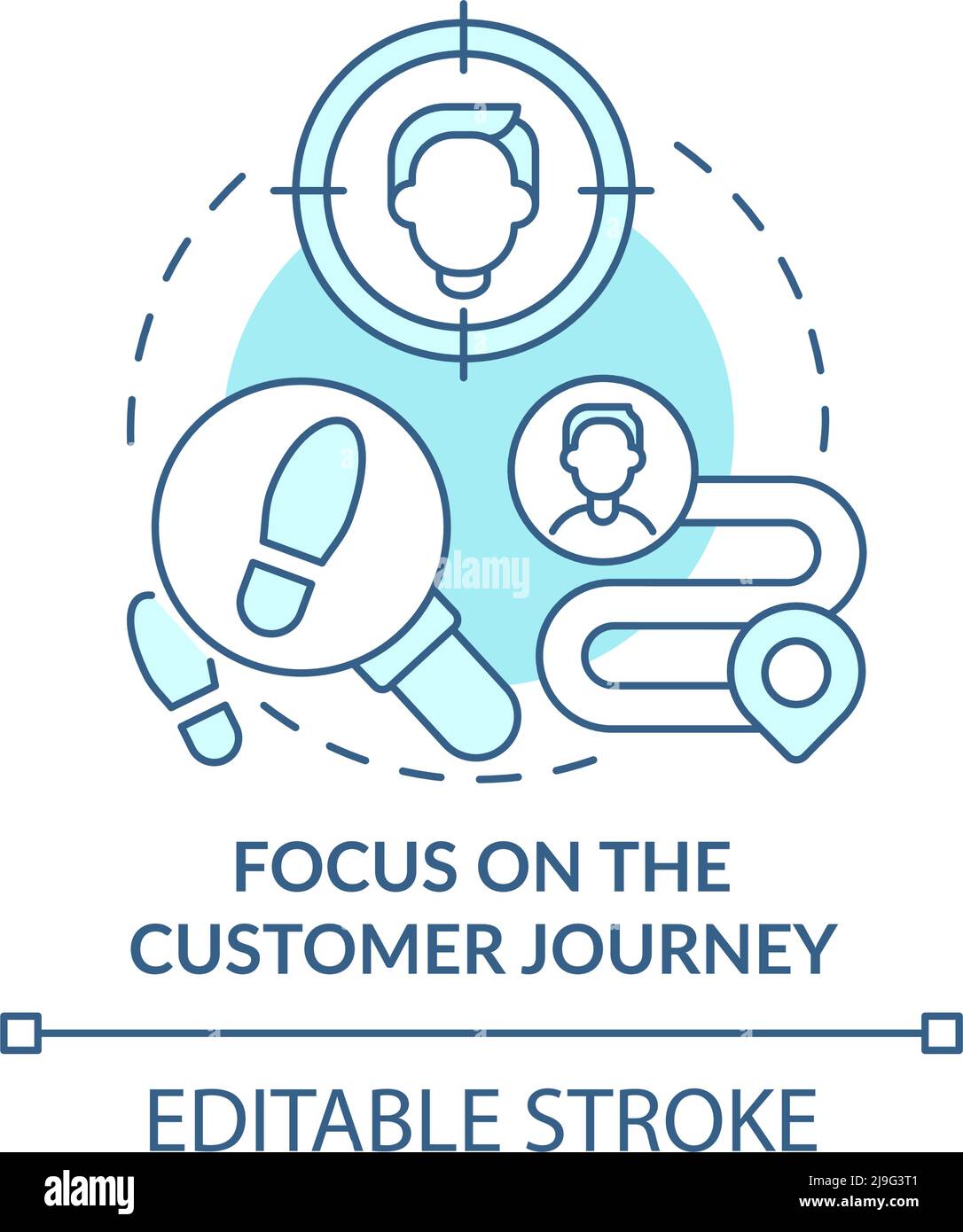 Focus on the customer journey turquoise concept icon Stock Vector Image ...