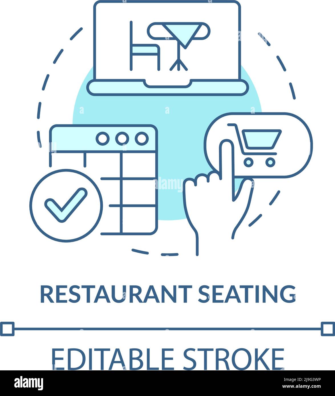 Restaurant seating turquoise concept icon Stock Vector