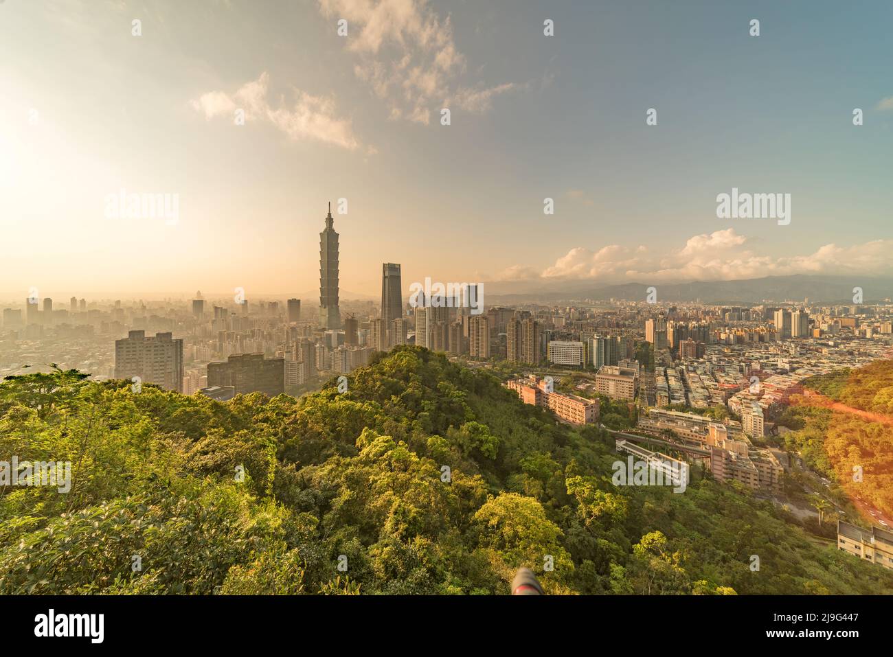 Taipei, Taiwan city skyline during the sunset. Stock Photo