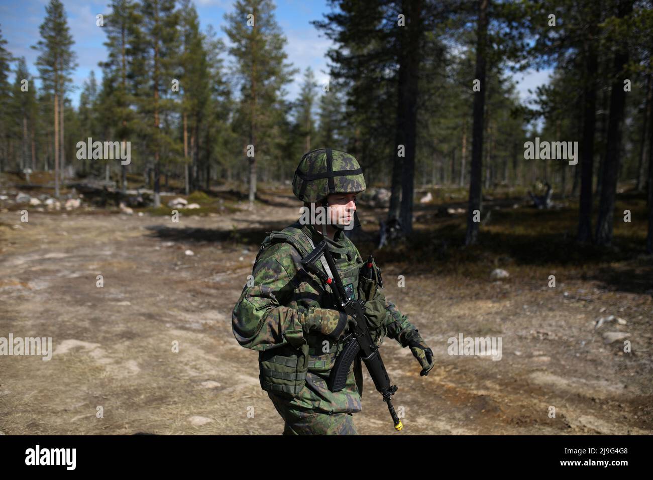 A Finnish soldier participates in Lightning Strike 22 exercise, in  Rovajarvi, Finland, May 23, 2022. REUTERS/Stoyan Nenov Stock Photo - Alamy