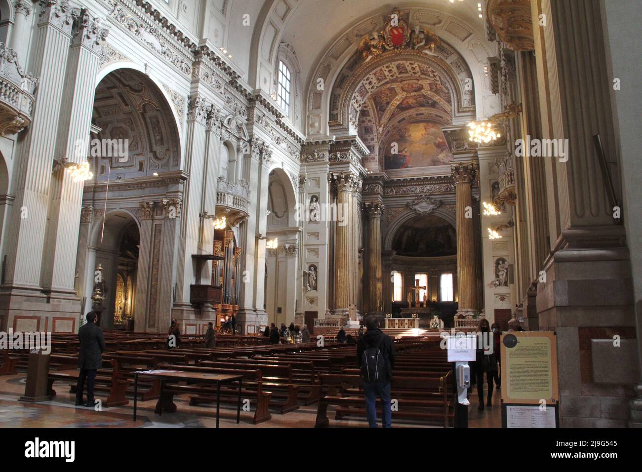Interior of the Cathedral (Cattedrale Metropolitana di San Pietro) in Bologna, Italy Stock Photo