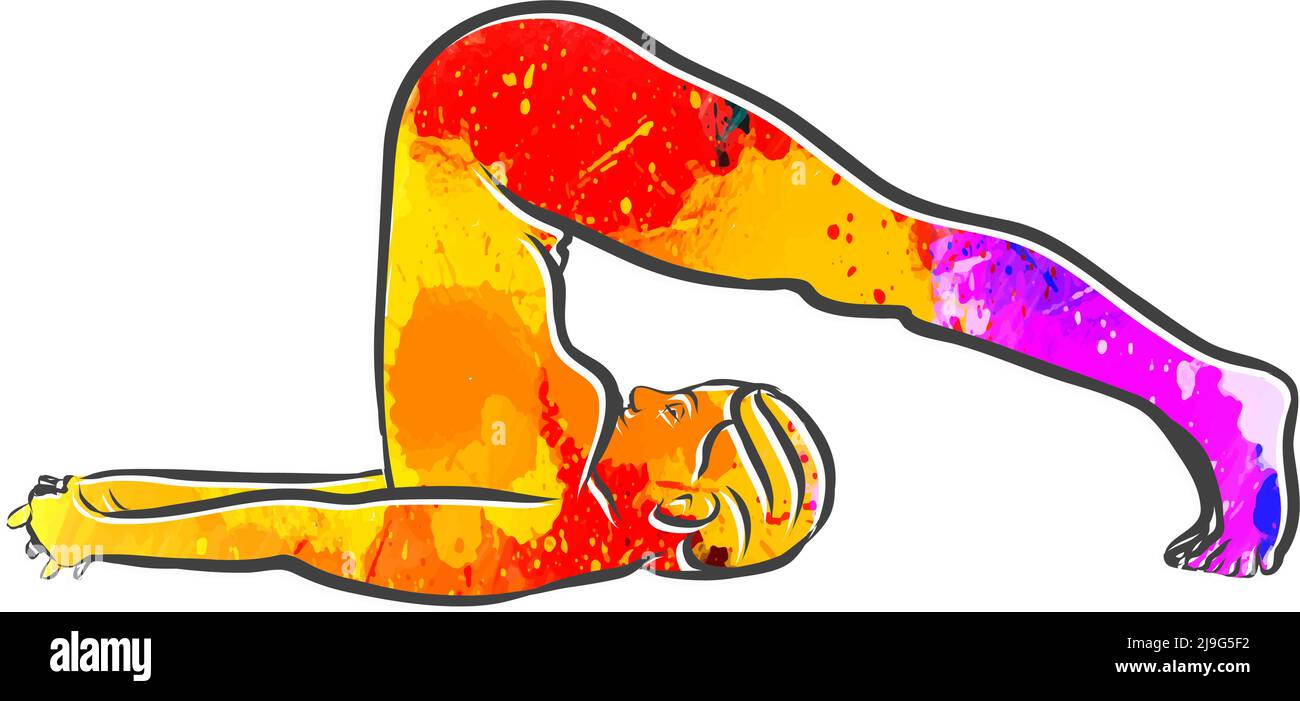 Halasana Yoga Colorful Logo. Vector illustration made by hand. Perfect for website marketing and prints. Stock Vector