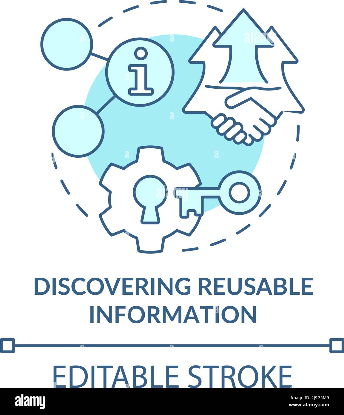 Discovering reusable information turquoise concept icon Stock Vector