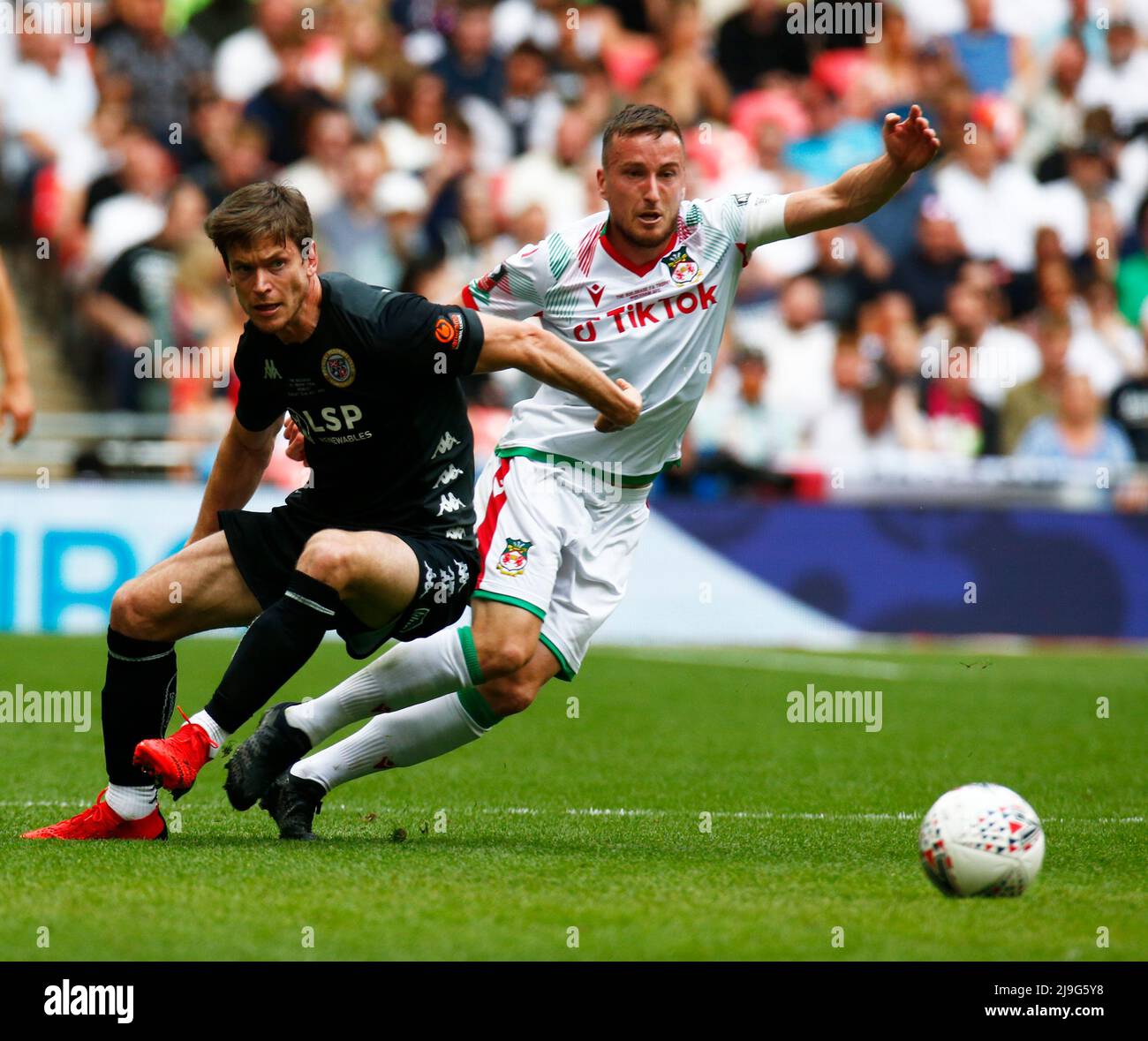 LONDON, ENGLAND MAY 22 Wrexham's Luke Young during The Buildbase FA Trophy Final 2021/2022