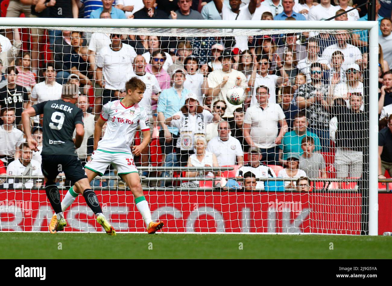 LONDON, ENGLAND MAY 22 Michael Cheek of Bromley scoresduring The