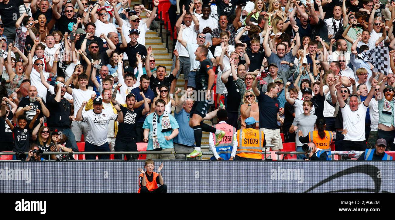 LONDON, ENGLAND MAY 22 Michael Cheek of Bromley celebrates his goal during The Buildbase FA