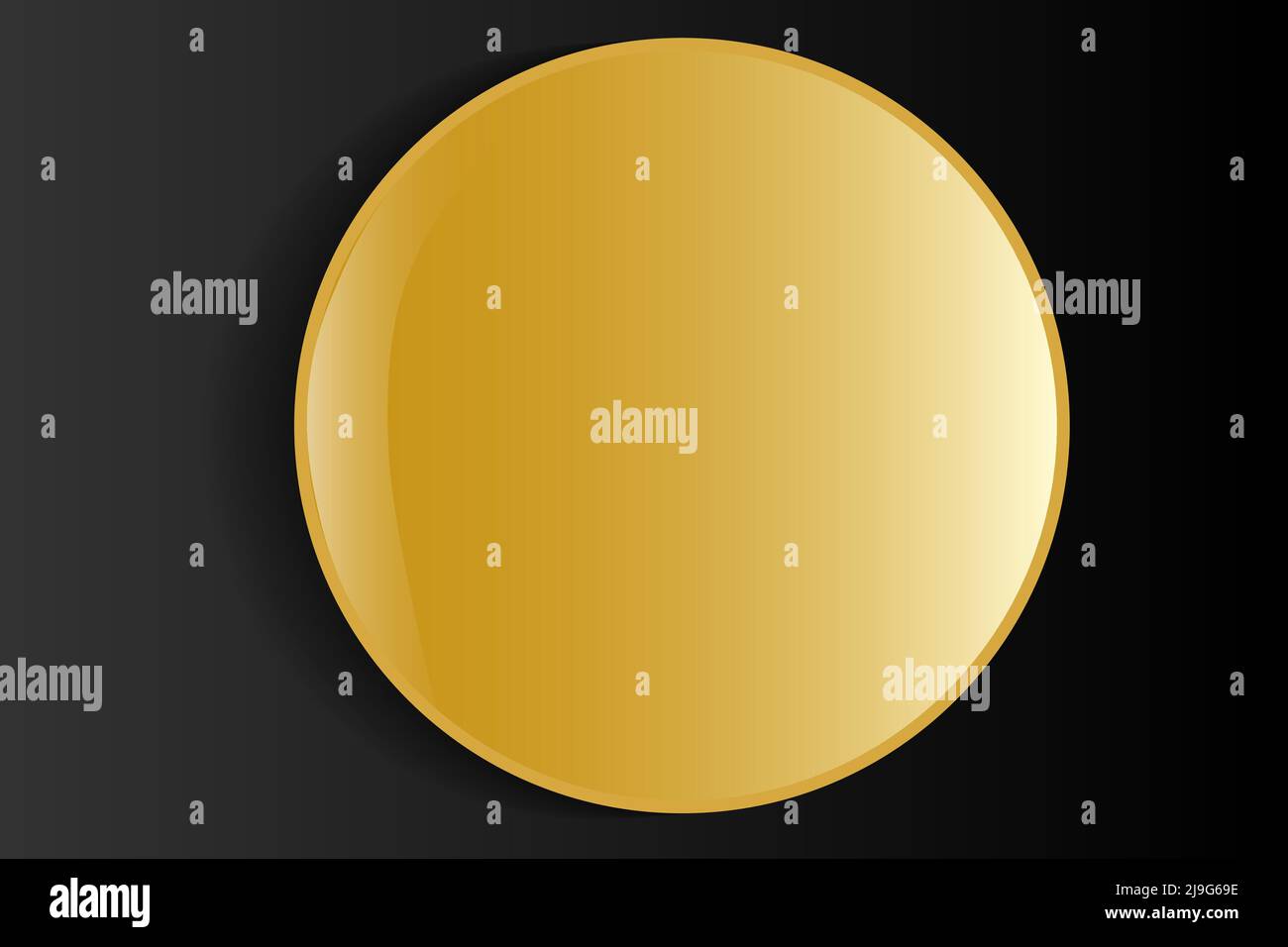 round convex glossy object. button, gold-colored magnet. on a gray background. Stock Vector