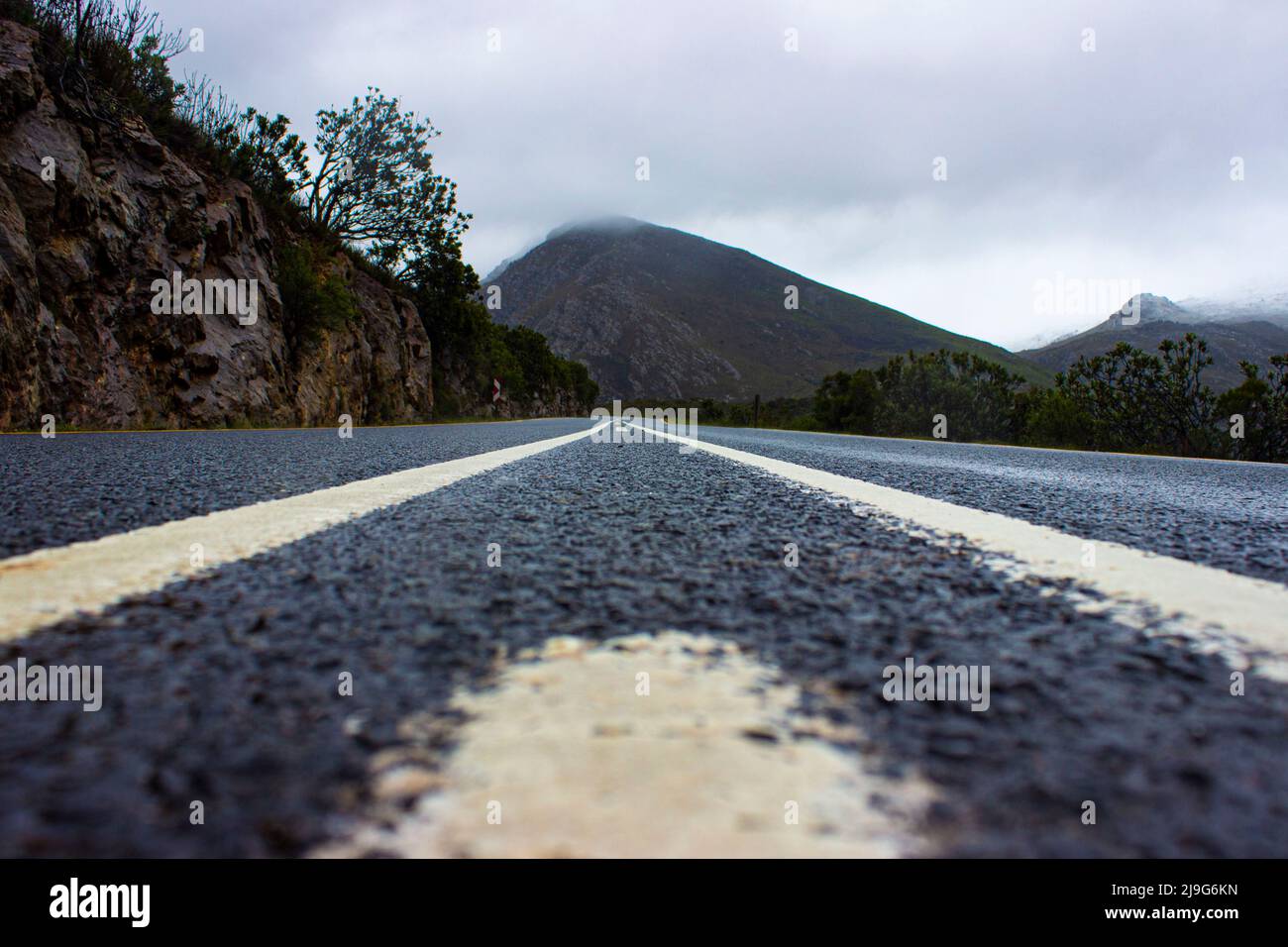 Mountain pass road during winter Stock Photo