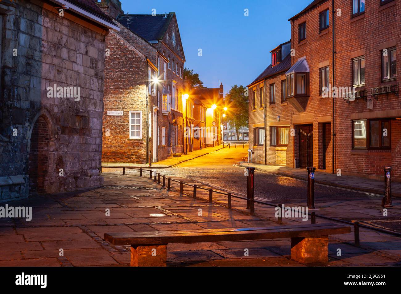 Dawn in York city centre, England. Stock Photo
