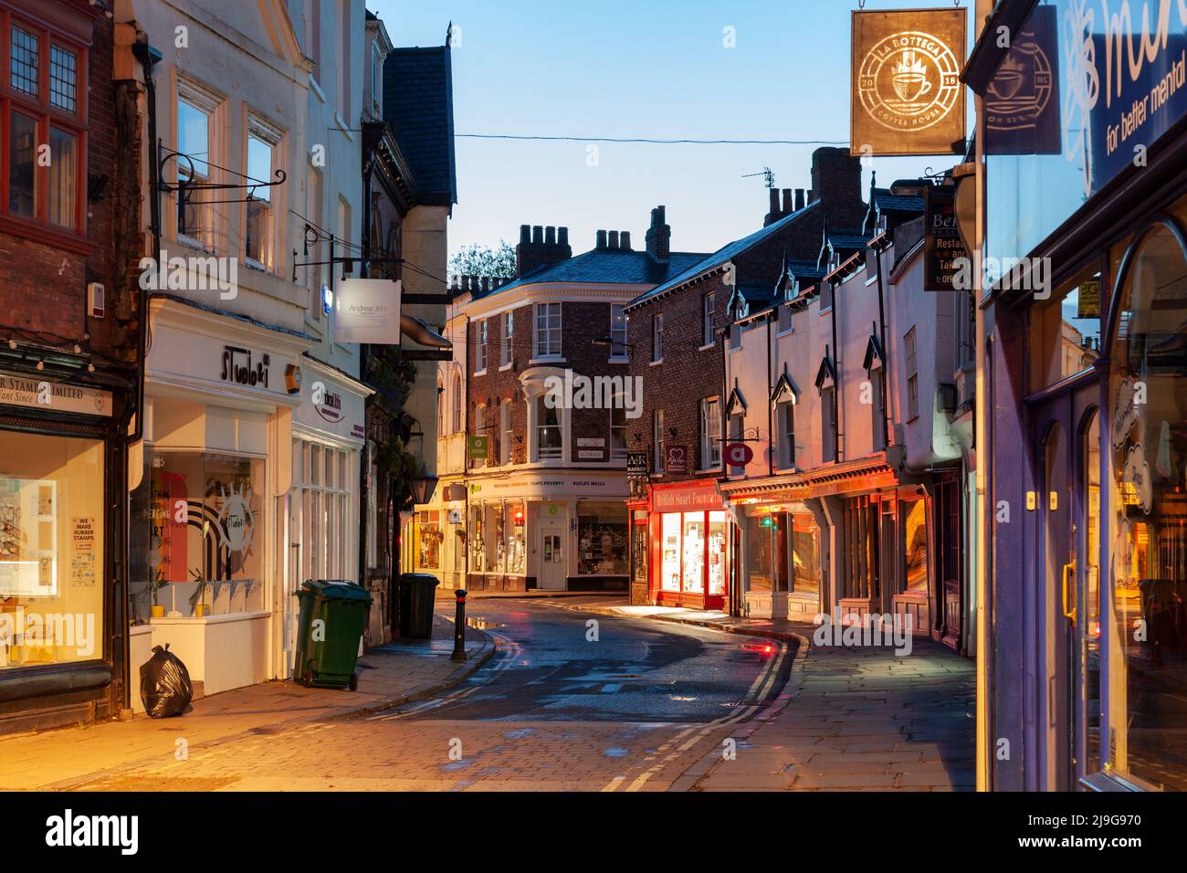 Dawn on Goodramgate in York old town, North Yorkshire, England. Stock Photo