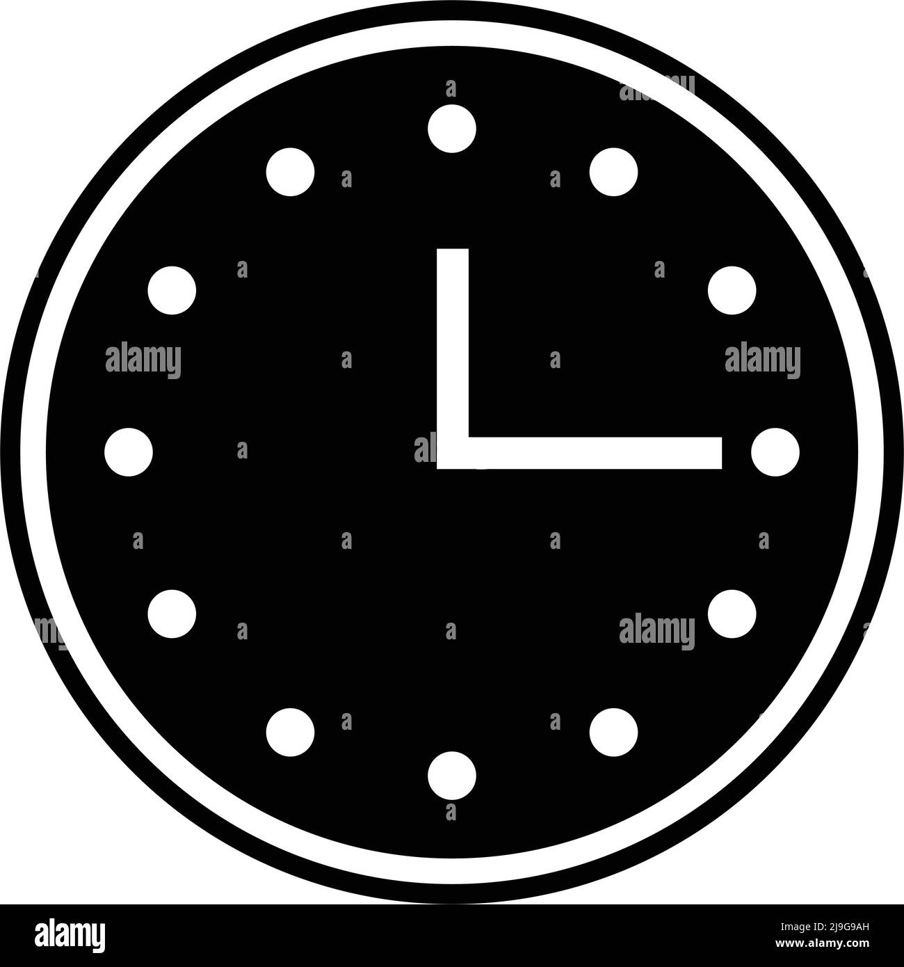 Black clock silhouette icon. Editable vector. Stock Vector