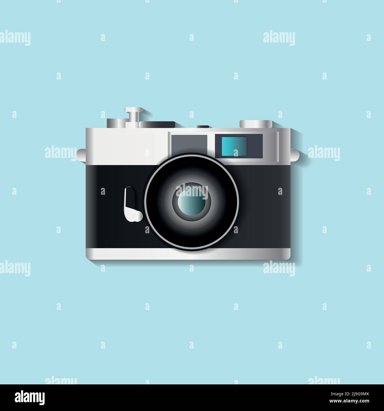 vintage camera on a green background. vector illustration. Stock Vector