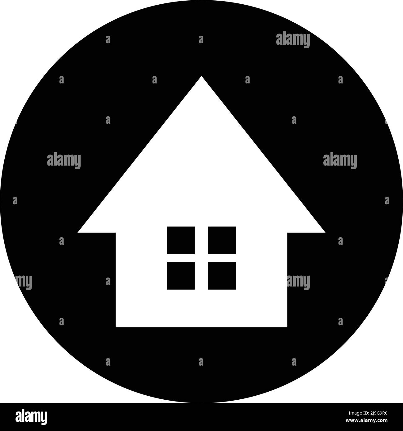 A house with a window. A round icon. Editable vector. Stock Vector