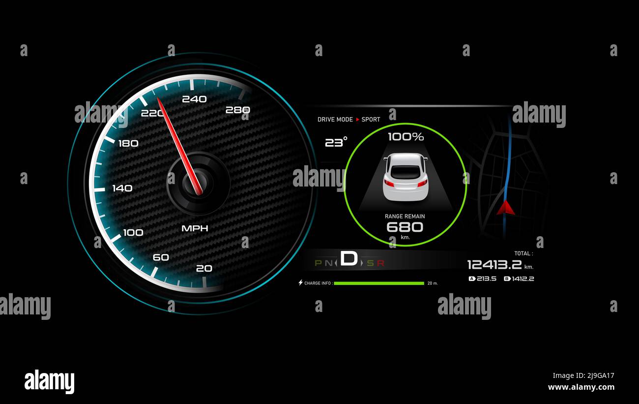 EV Car panel, Electric vehicle car dashboard design element elegant and