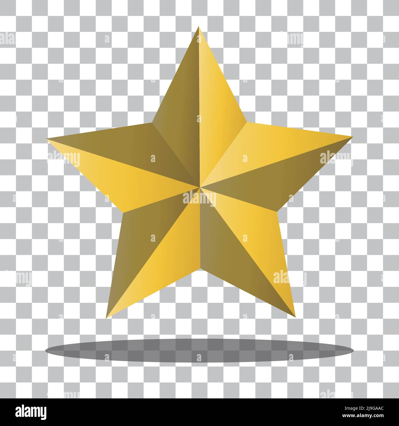 Shiny gold star icon. Vector illustration with shadow. Data with a transparent background. Editable vector. Stock Vector