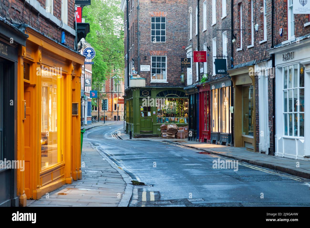 Morning on Low Petergate in York city centre, England. Stock Photo