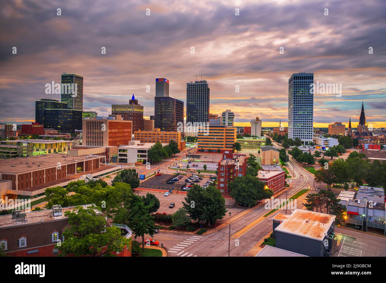 Tulsa, Oklahoma, USA skyline at twilight. Stock Photo