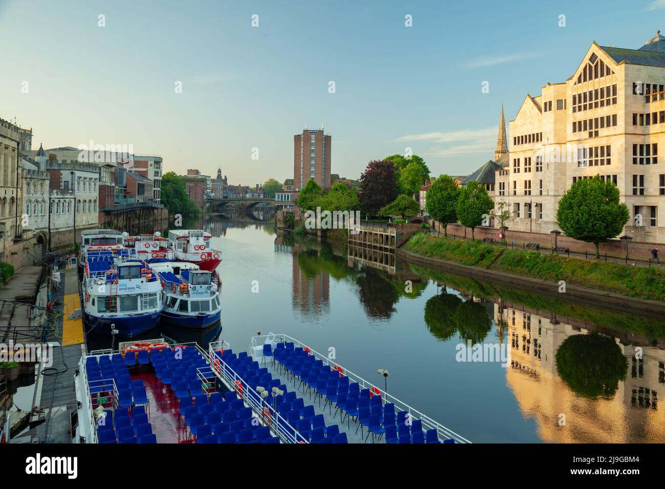 Spring morning on river Ouse in York, North Yorkshire, England. Stock Photo