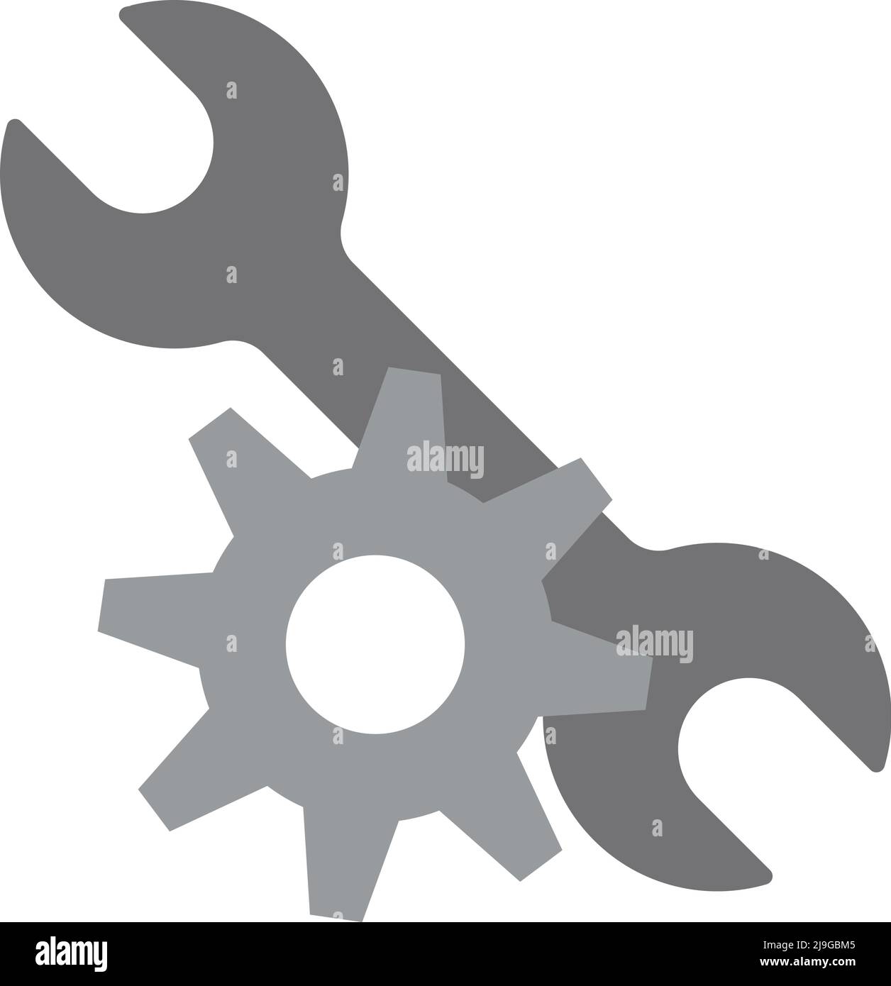 Icon set of gears and spanner. Editable vector. Stock Vector