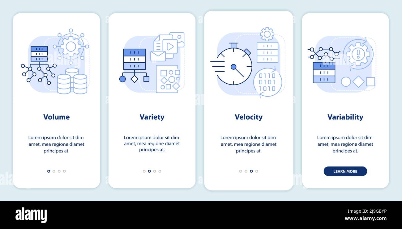 Characteristics of big data light blue onboarding mobile app screen ...