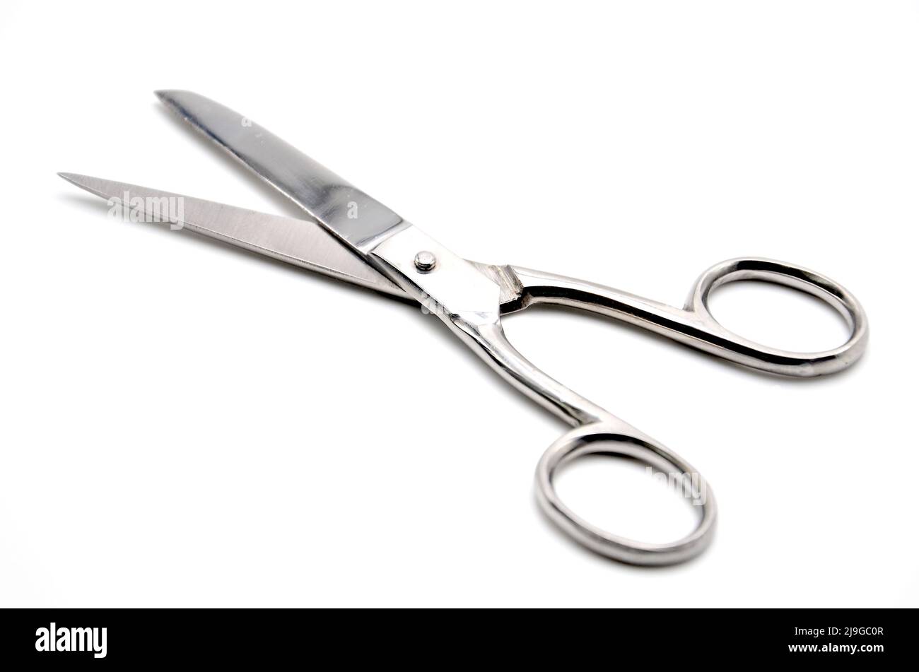 metal shear scissors on white background Stock Photo Alamy