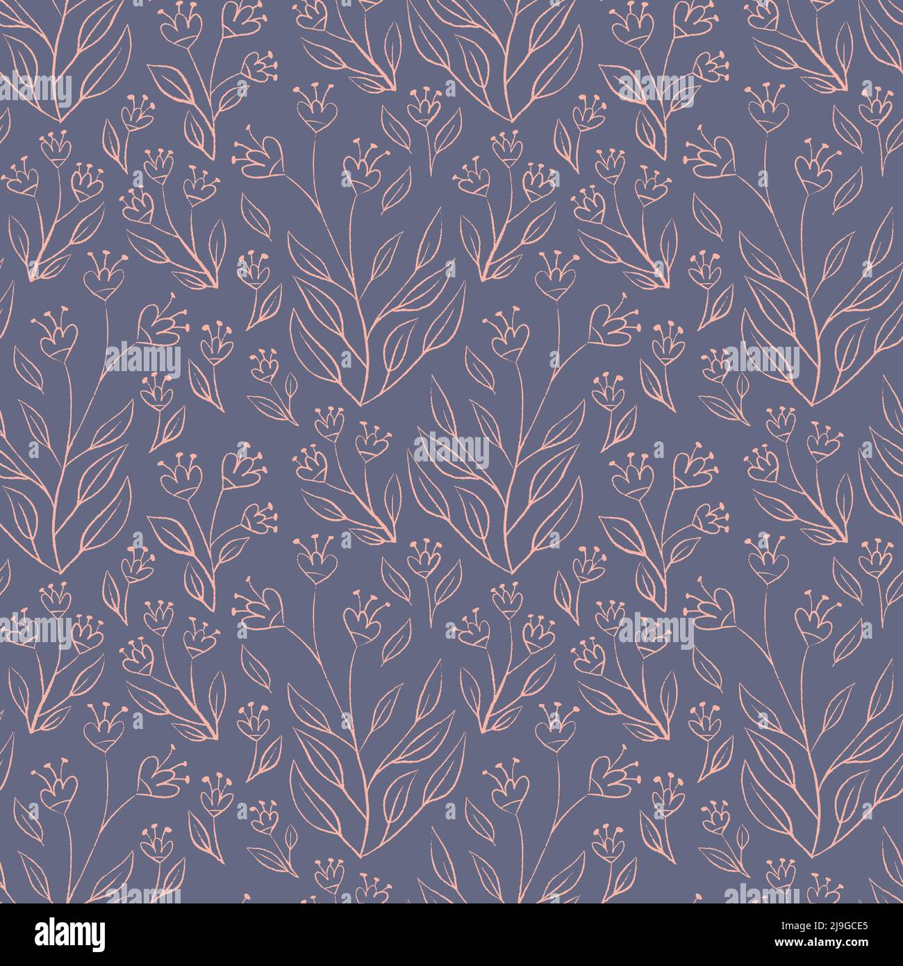 Floral seamless pattern with hand drawn leaves and flowers. Vector ...