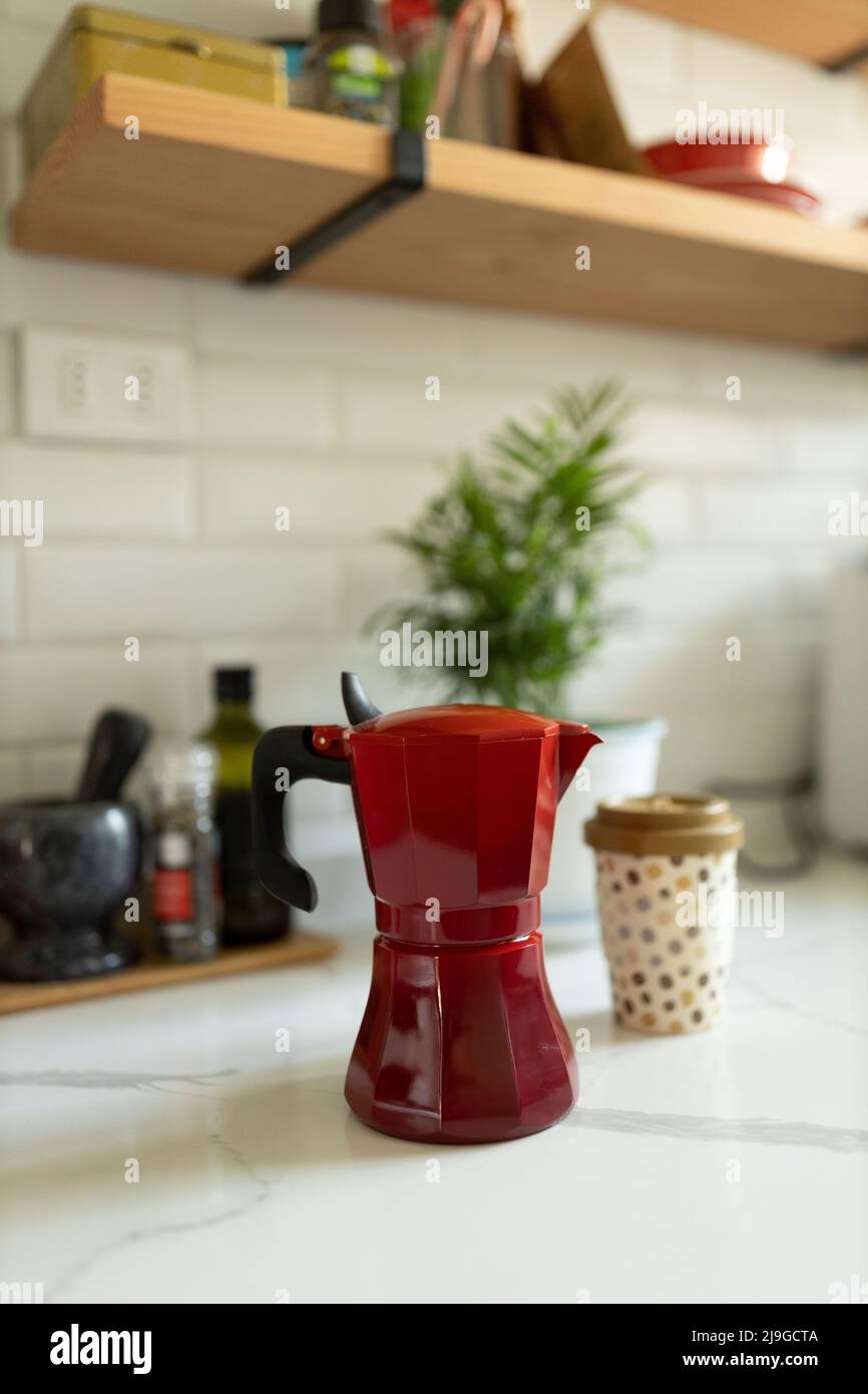 moka pot in the coffee shop Stock Photo Alamy