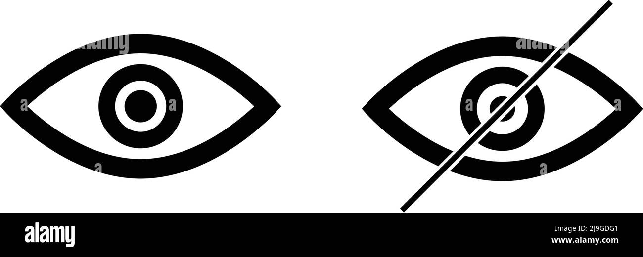Eye icon about showing and hiding. Used to make passwords and other information invisible. Editable vector. Stock Vector