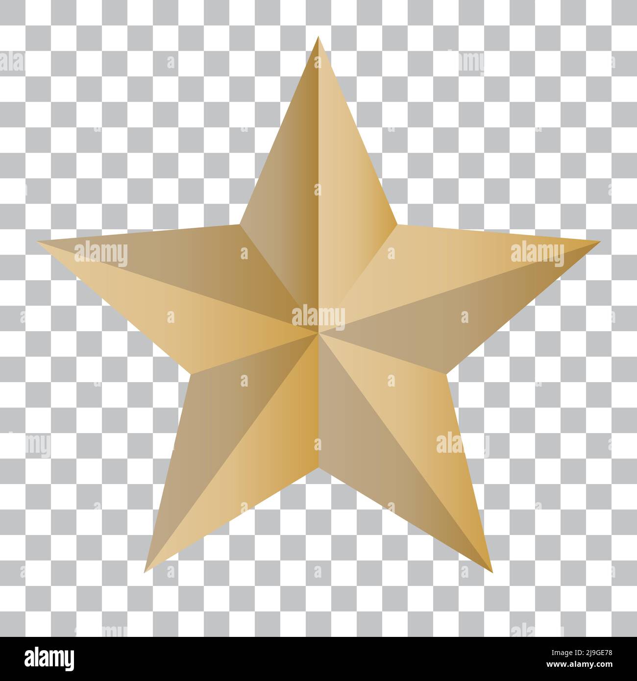 Shiny and realistic gold star icon. Vector with transparent background. Editable vector. Stock Vector
