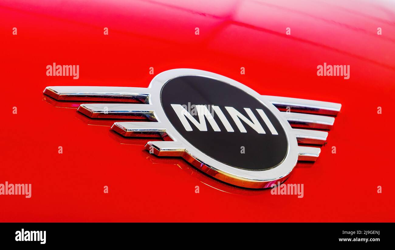 Minsk, Belarus - May 23, 2022: Close View Of Logo Logotype Sign Of Mini  Cooper red Stock Photo - Alamy