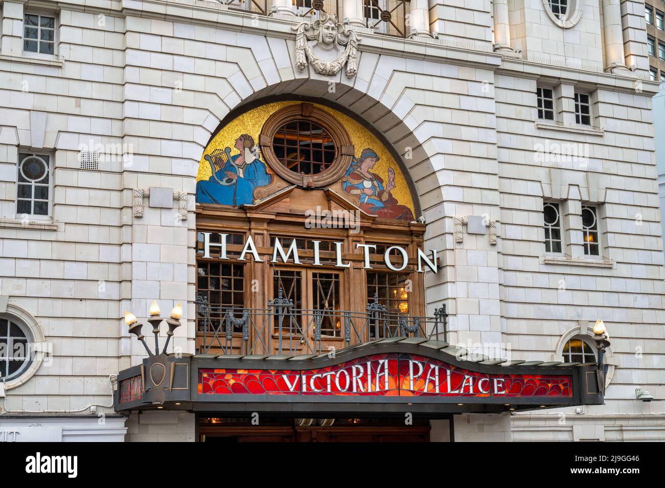 London, UK- May 3, 2022: Hamilton Victoria Palace theatre in London Stock Photo