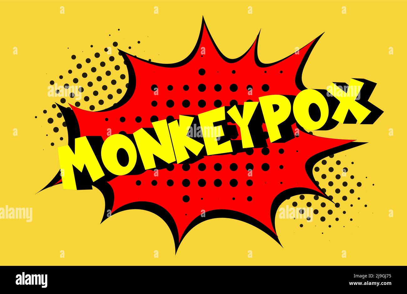 MONKEYPOX VIRUS vector comic halftone style illustration - Monkeypox is a zoonotic viral disease that can infect human, nonhuman primates and rodents Stock Vector