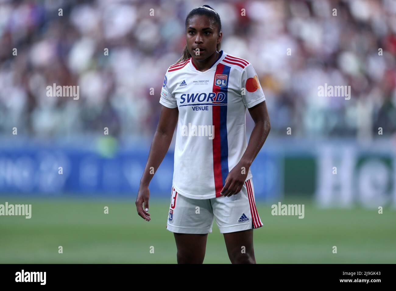 Catarina Macario of Olympique Lyon  looks on during the UEFA Women's Champions League  Final match between Fc Barcelona  and Olympique Lyon at Allianz Stadium on May 21, 2022 in Turin, Italy . Stock Photo