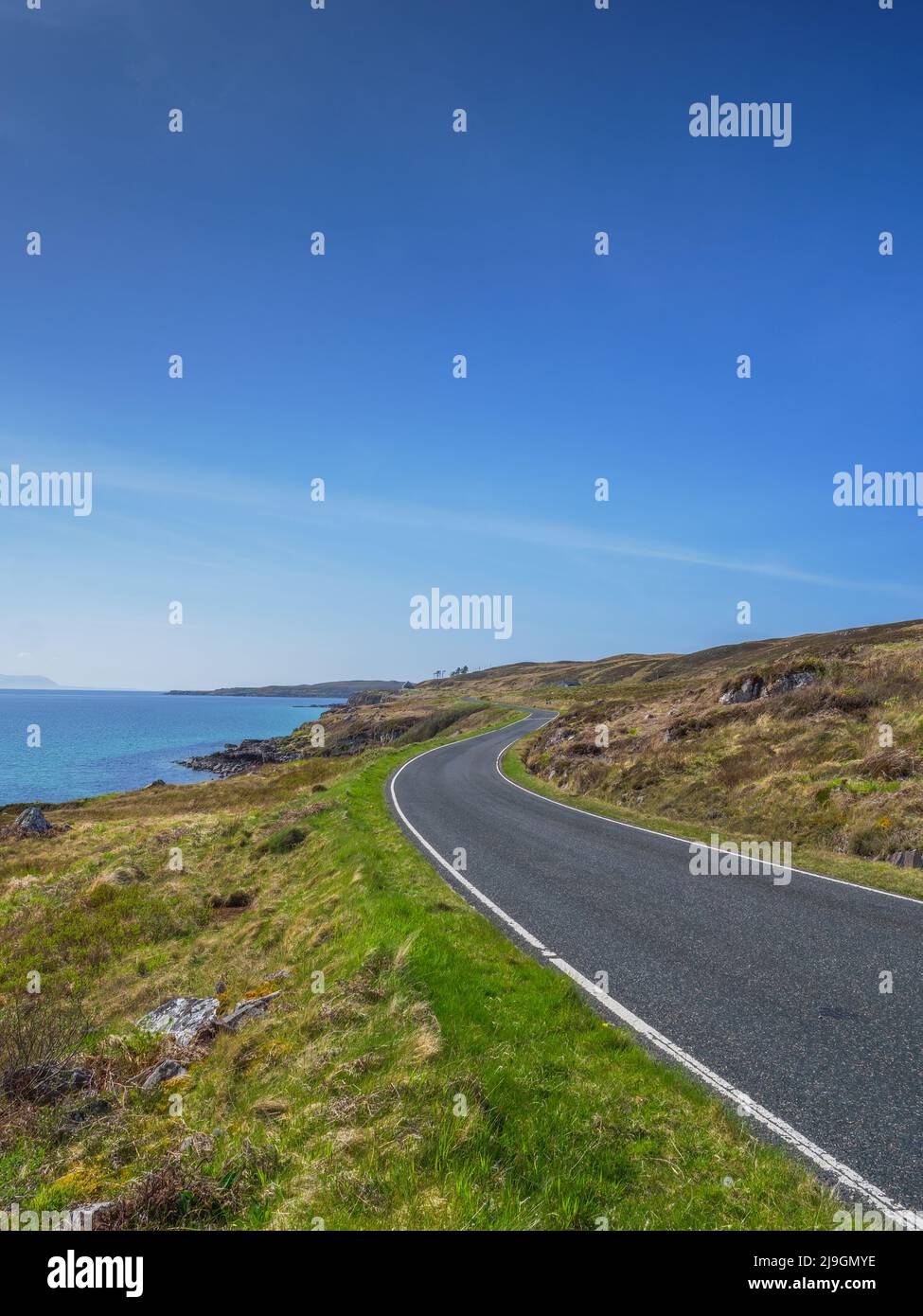 Empty country road near Gairloch, Wester Ross Highlands of Scotland Stock Photo
