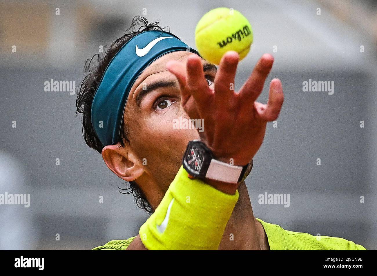 Paris, France, France. 23rd May, 2022. Rafael NADAL of Spain during the Day  two of Roland-Garros 2022, French Open 2022, Grand Slam tennis tournament  at the Roland-Garros stadium on May 23, 2022