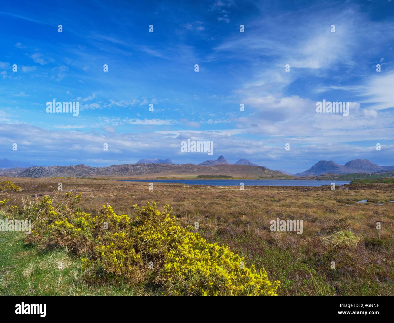 A landscape scene of Loch Osgaig, Ross and Cromarty, Highland, Scotland Stock Photo