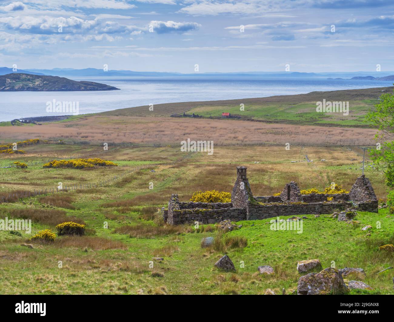 Abandoned cottage Achiltibuie village in Ross and Cromarty, Highland, Scotland Stock Photo
