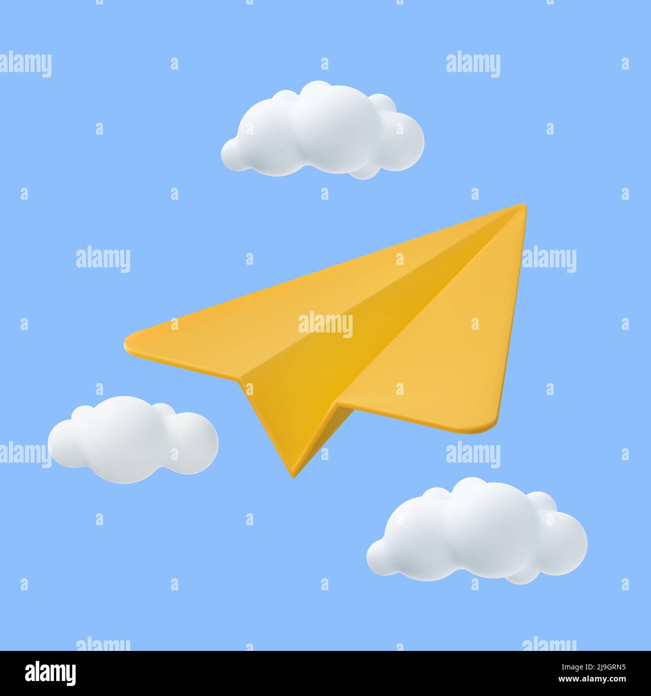 3d paper airplane with clouds Stock Vector
